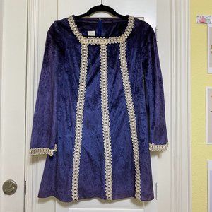 Vintage Royal Purple Velvet Mini Dress